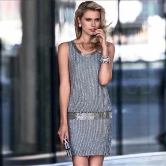 Adrianna Papell fully beaded low back dressy dress - Picture 2 of 16